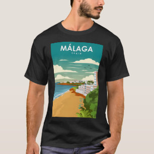 Malaga Spanien Vintag Minimal Retro Travel Poster T-Shirt