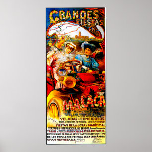 Màlaga Spanien ~ Vintage Automobil-Anzeige Poster