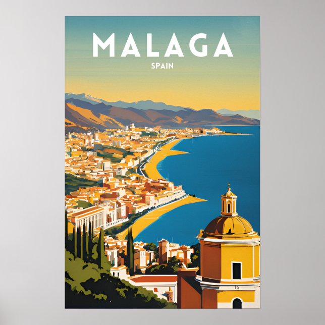 Malaga Spanien Vintage Poster (Vorne)