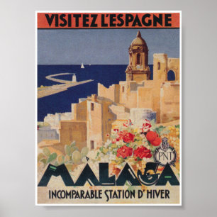 Malaga Spanien Vintage Travel Poster