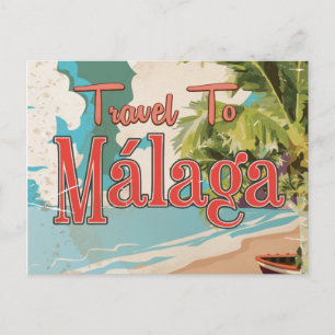 Málaga, Spanien Vintages Ferienplakat Postkarte