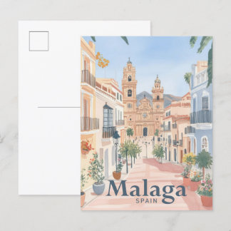 Malaga Spanien Wasserfarbenmalerei Postkarte