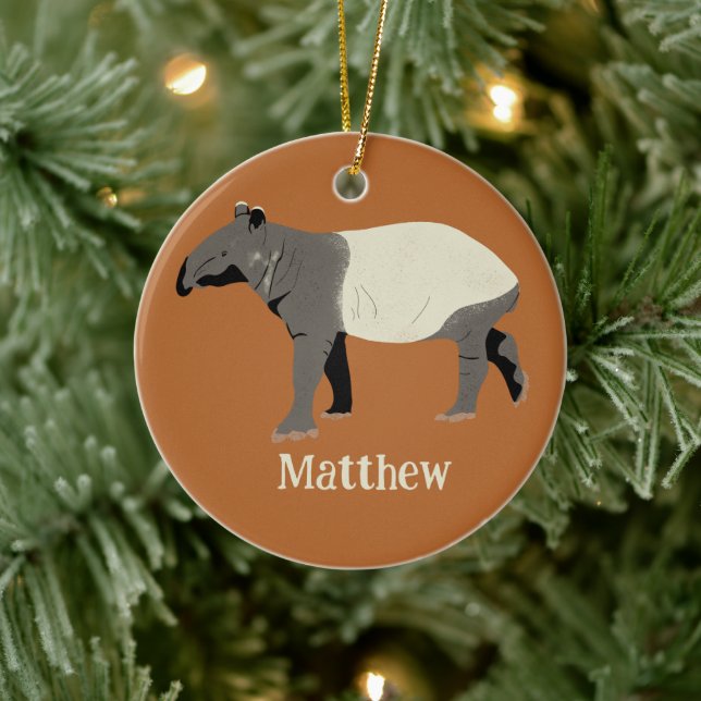 Malaiischer oder Asiatischer Tapir Personalisiert  Keramik Ornament (Baum)