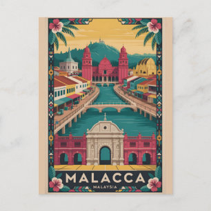 Malakka Malaysia Retro-Reiseposter-Kunst Feiertagspostkarte