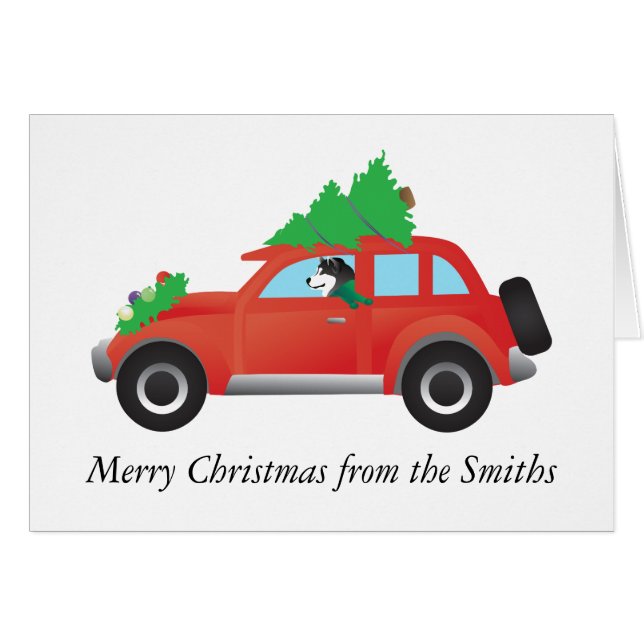 Malamute Fahren eines Autos Weihnachtsbaum auf der (Vorderseite (Horizontal))