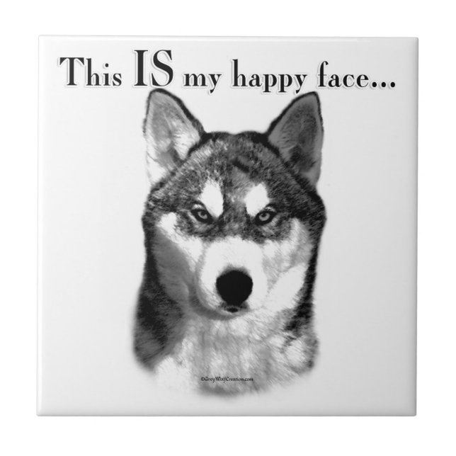 Malamute Happy Face Fliese (Vorderseite)