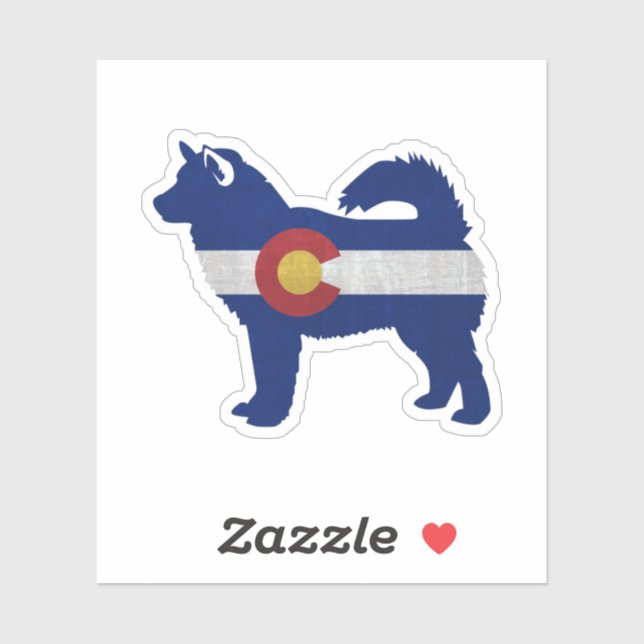 Malamute Hund Breed Colorado Flag Silhouette Aufkleber (Blatt)