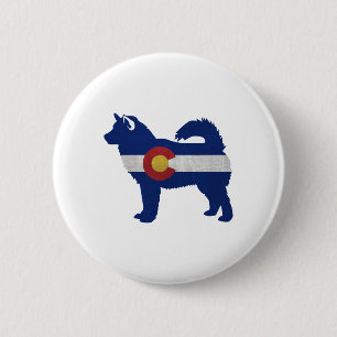 Malamute Hund Breed Colorado Flag Silhouette Button