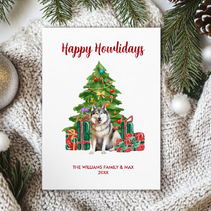 Malamute-Hundefamilien-Weihnachten Feiertagskarte