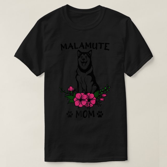 Malamute Mama Hund Mutter Niedliche Frühlingsblüte T-Shirt (Design vorne)