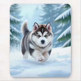 Malamute Pup in the Snow Mousepad