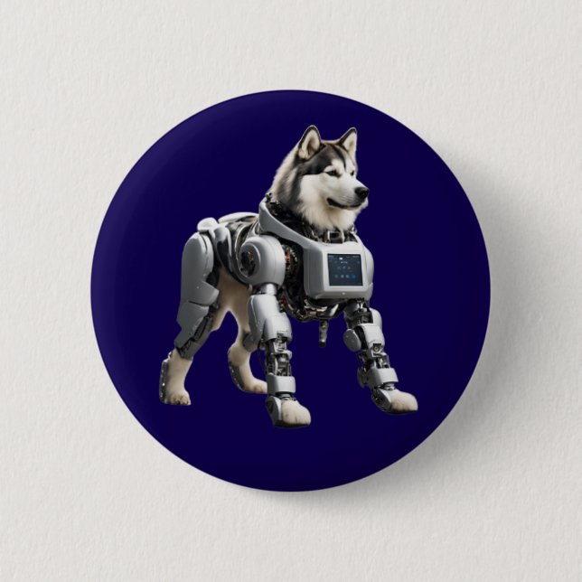 Malamute-Roboter-Knopf Button (Vorderseite)
