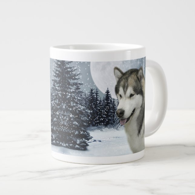 Malamute-Tunnel-bohrwagenTasse Jumbo-Tasse (Vorderseite Rechts)