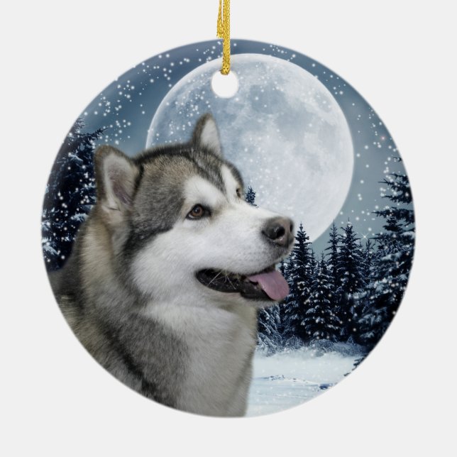 Malamute-Verzierung Keramik Ornament (Hinten)