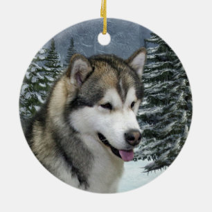 Malamute-Weihnachtsverzierung Keramikornament