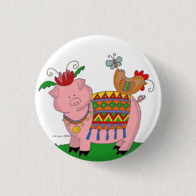 Malanky Schwein-Ukrainer-Volkskunst Button (Vorderseite)
