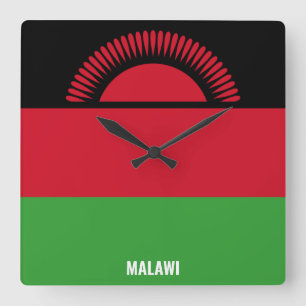 Malawi Flag Dazzling Patriotic Quadratische Wanduhr