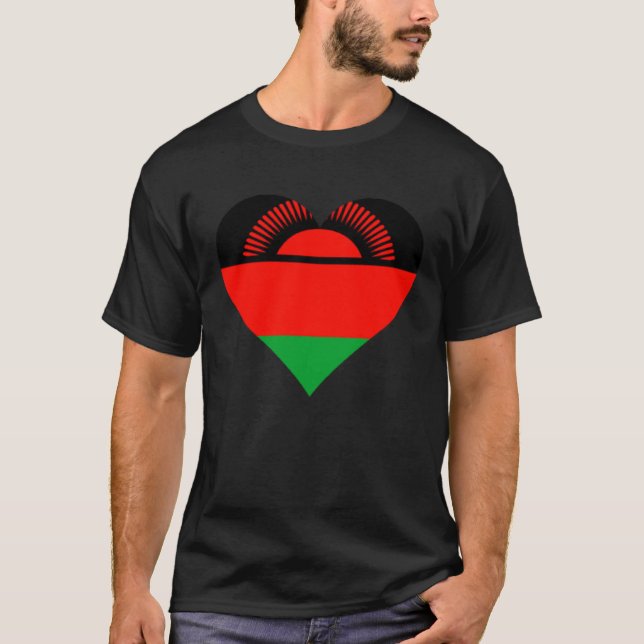 Malawi Flag Heart Malawi Gifts Love Malawi T-Shirt (Vorderseite)