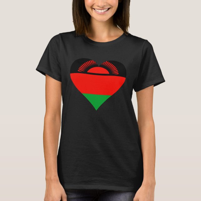 Malawi Flag Heart Malawi Gifts Love Malawi T-Shirt (Vorderseite)
