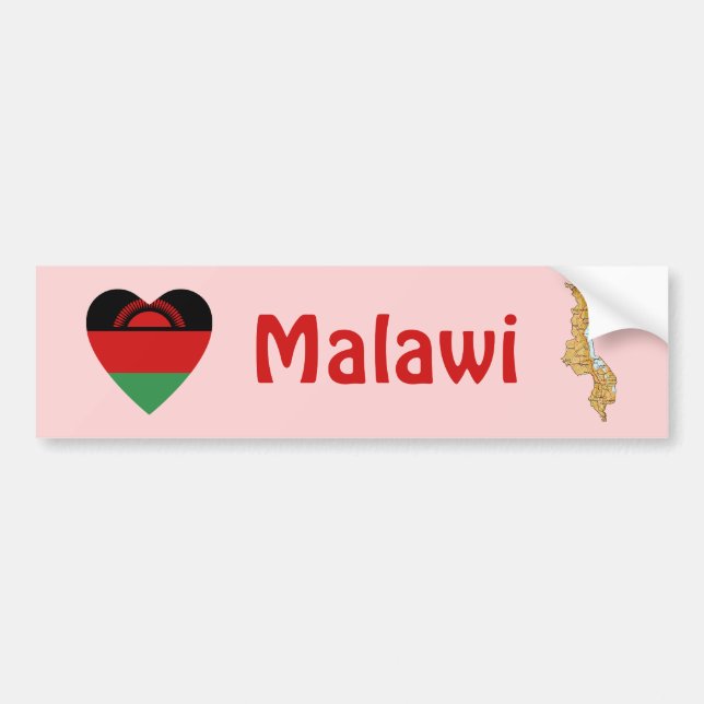 Malawi Flag Herz + Karte Autoaufkleber (Vorne)