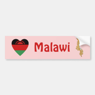 Malawi-Flagge Herz + Karte Aufkleber Autoaufkleber