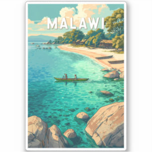 Malawi-Illustration Reise Kunst Vintage Aufkleber