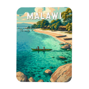 Malawi-Illustration Reise Kunst Vintage Magnet