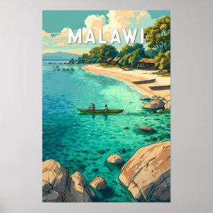 Malawi-Illustration Reise Kunst Vintage Poster