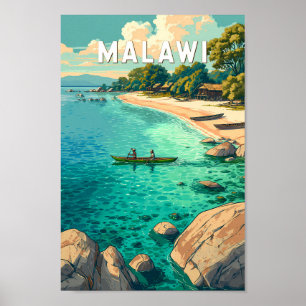 Malawi-Illustration Reise Kunst Vintage Poster