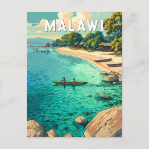 Malawi-Illustration Reise Kunst Vintage Postkarte