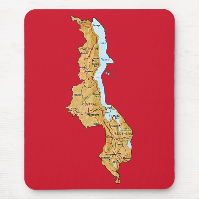 Malawi-Karte Mousepad (Vorne)