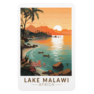 Malawi-See Afrika Sonnenuntergang Reise Kunst Vint Magnet