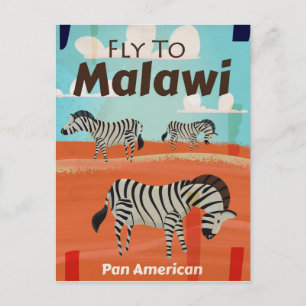 Malawi Vintage Reiseplakat Postkarte