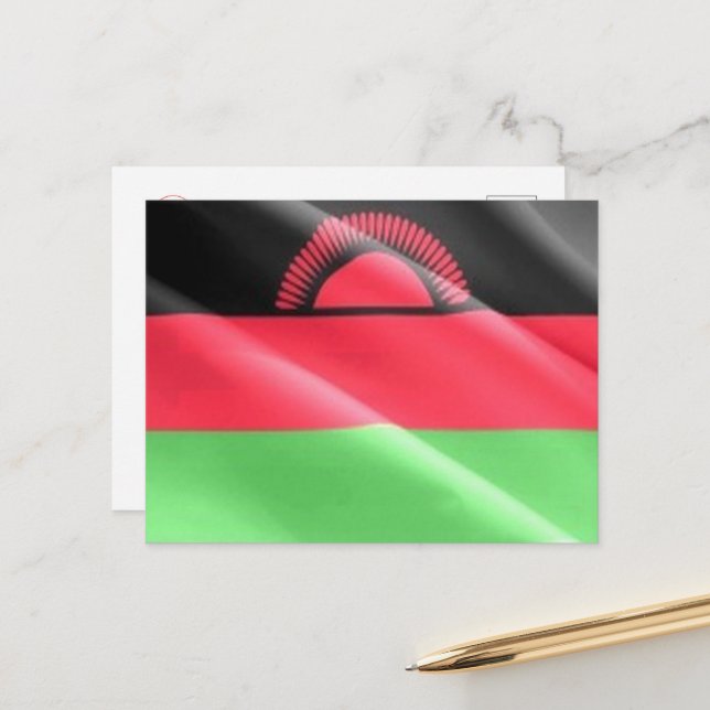 Malawi - Waving Flag - Postkarte (Vorderseite/Rückseite Beispiel)