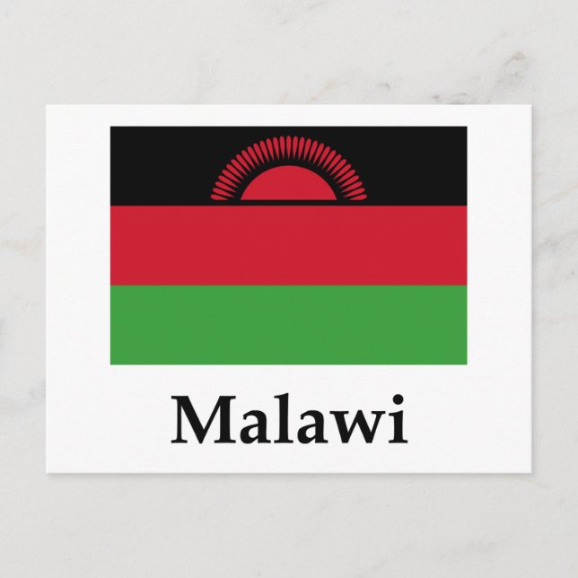 malawische Flagge und Name Postkarte (Vorderseite)