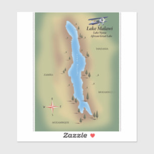 Malawisee, Reiseplakat-Karten-Druck Aufkleber