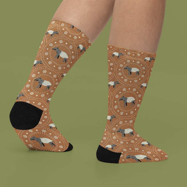 Malayan Tapir Cinnamon Orange Patterned Socken (Von Creator hochgeladen)