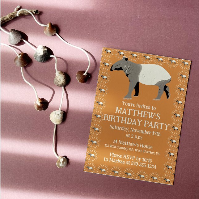 Malayan Tapir Custom Birthday Party Einladung (Von Creator hochgeladen)