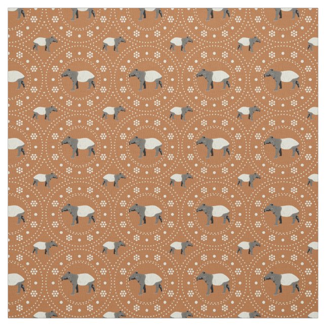Malayan Tapirs Animal Gemustert Cinnamon Orange Stoff (Muster)