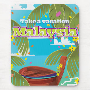 Malaysia Cartoon Reiseplakatkunst. Mousepad
