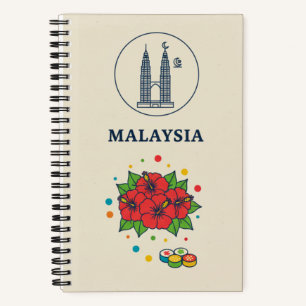 Malaysia-Erbe & Hibiskus-Blüten-Fotoarchiv Notizbuch
