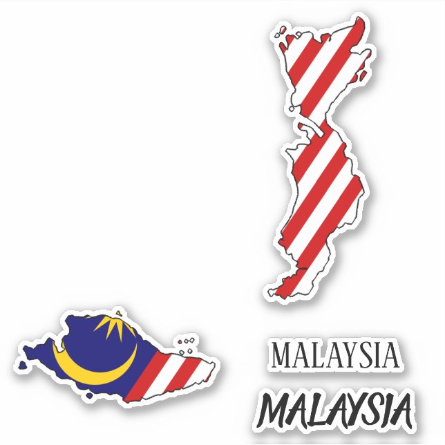 Malaysia Flag Charming Patriotic Map Aufkleber (Vorderseite)