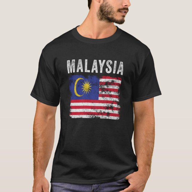 Malaysia Flag Distressed Men Women Kids Malaysian  T-Shirt (Vorderseite)