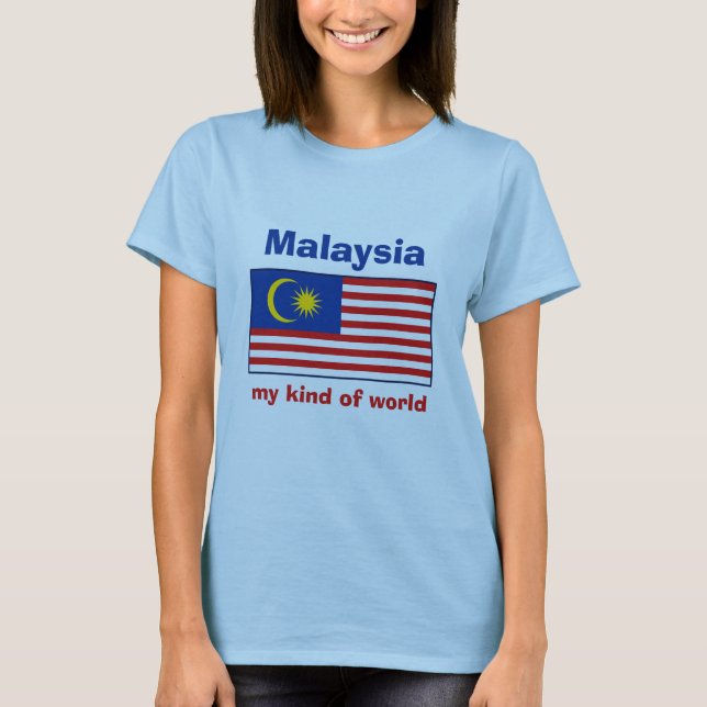 Malaysia Flag + Karte + Text-T - Shirt (Vorderseite)