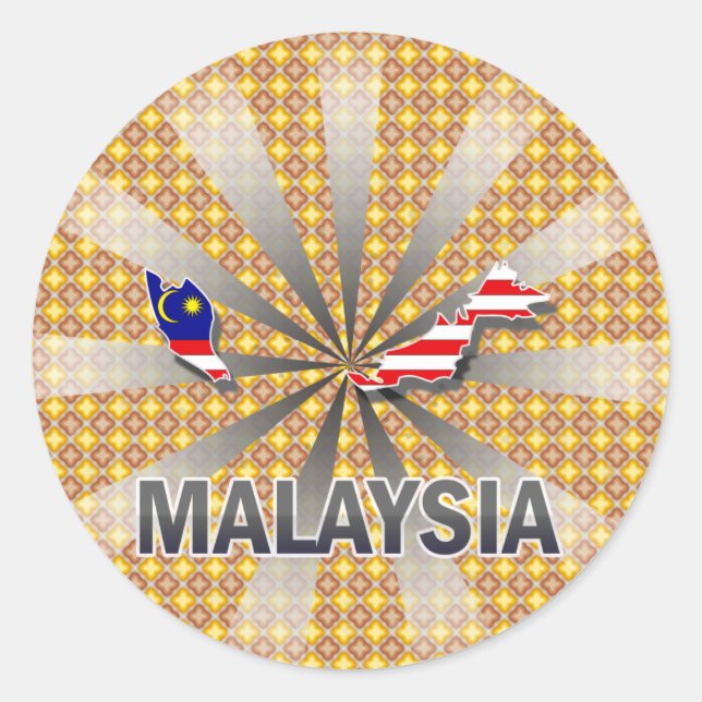 Malaysia Flag Map 2.0 Runder Aufkleber (Vorderseite)