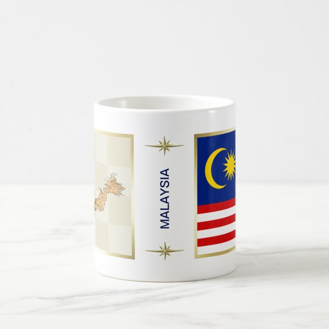 Malaysia-Flagge + Karten-Tasse Kaffeetasse (Mittel)