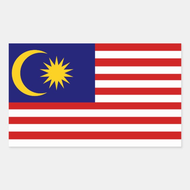 Malaysia: Flagge Malaysias Rechteckiger Aufkleber (Vorderseite)