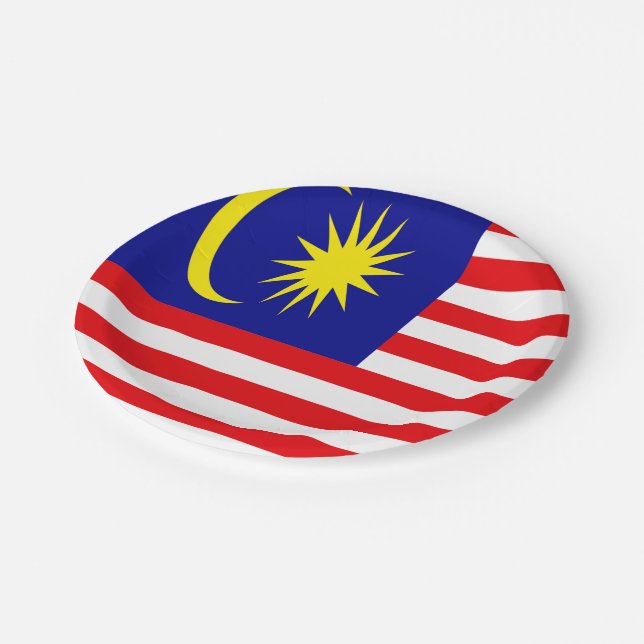 Malaysia-Flagge Pappteller (Schrägansicht)