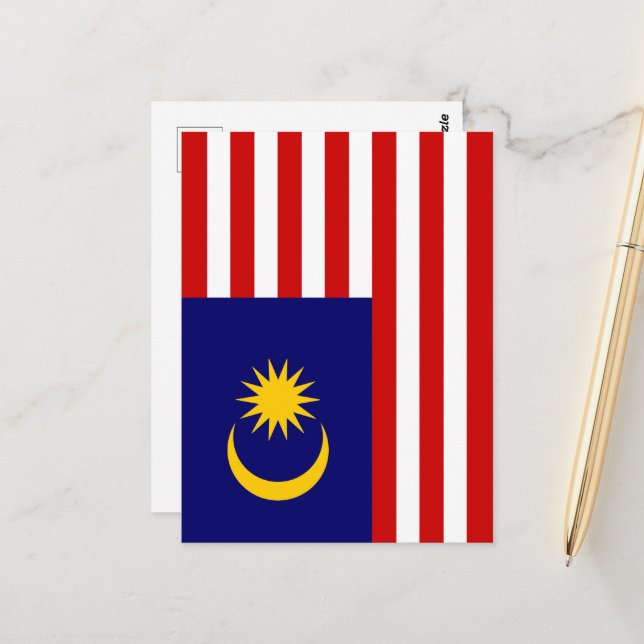 Malaysia-Flagge Postkarte (Vorderseite/Rückseite Beispiel)