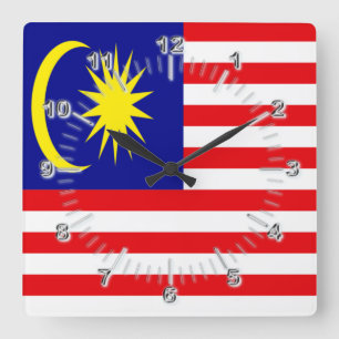 Malaysia-Flagge Quadratische Wanduhr